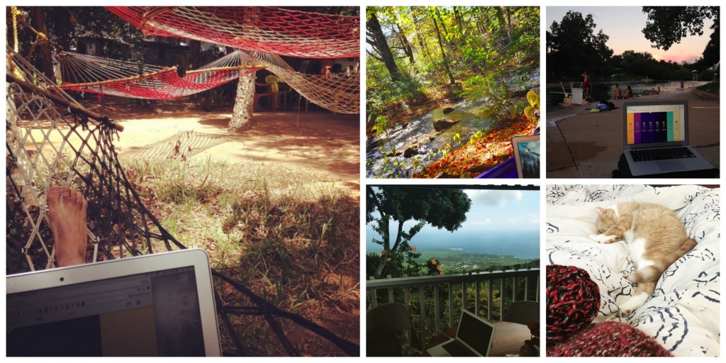 Collage on the benefits of working remotely